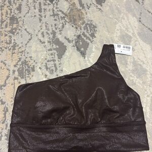 Lululemon Align Asymmetrical Ribbed Bra A/B *Shine ESPR Espresso Brown Size 10